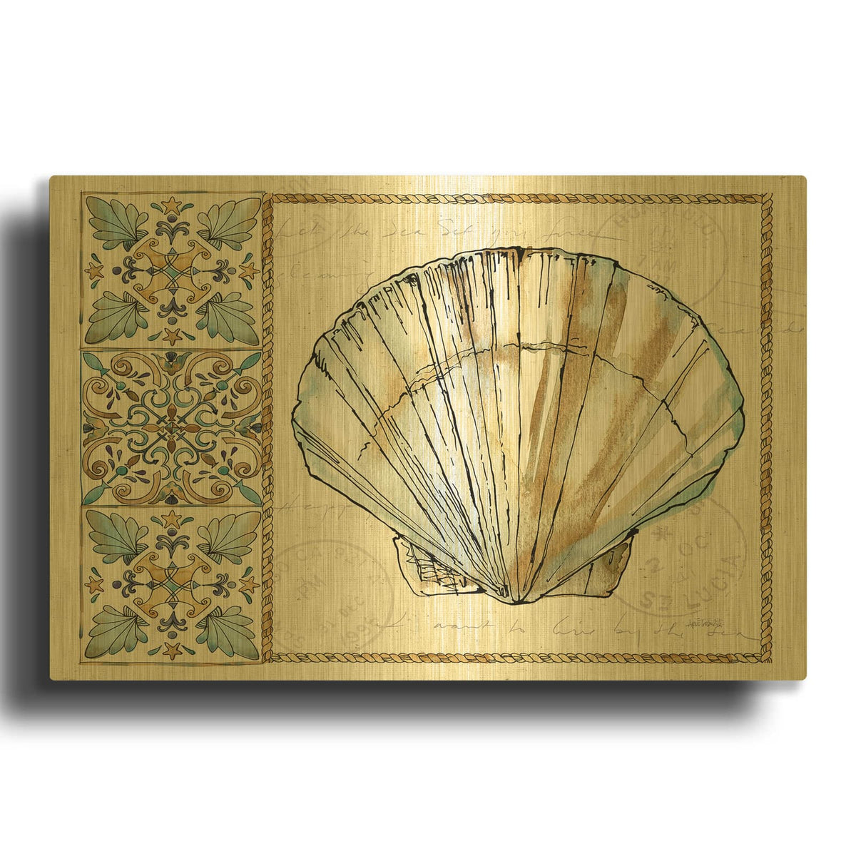 'Coastal Breeze 3' By Anne Tavoletti Gold Metal Wall Art