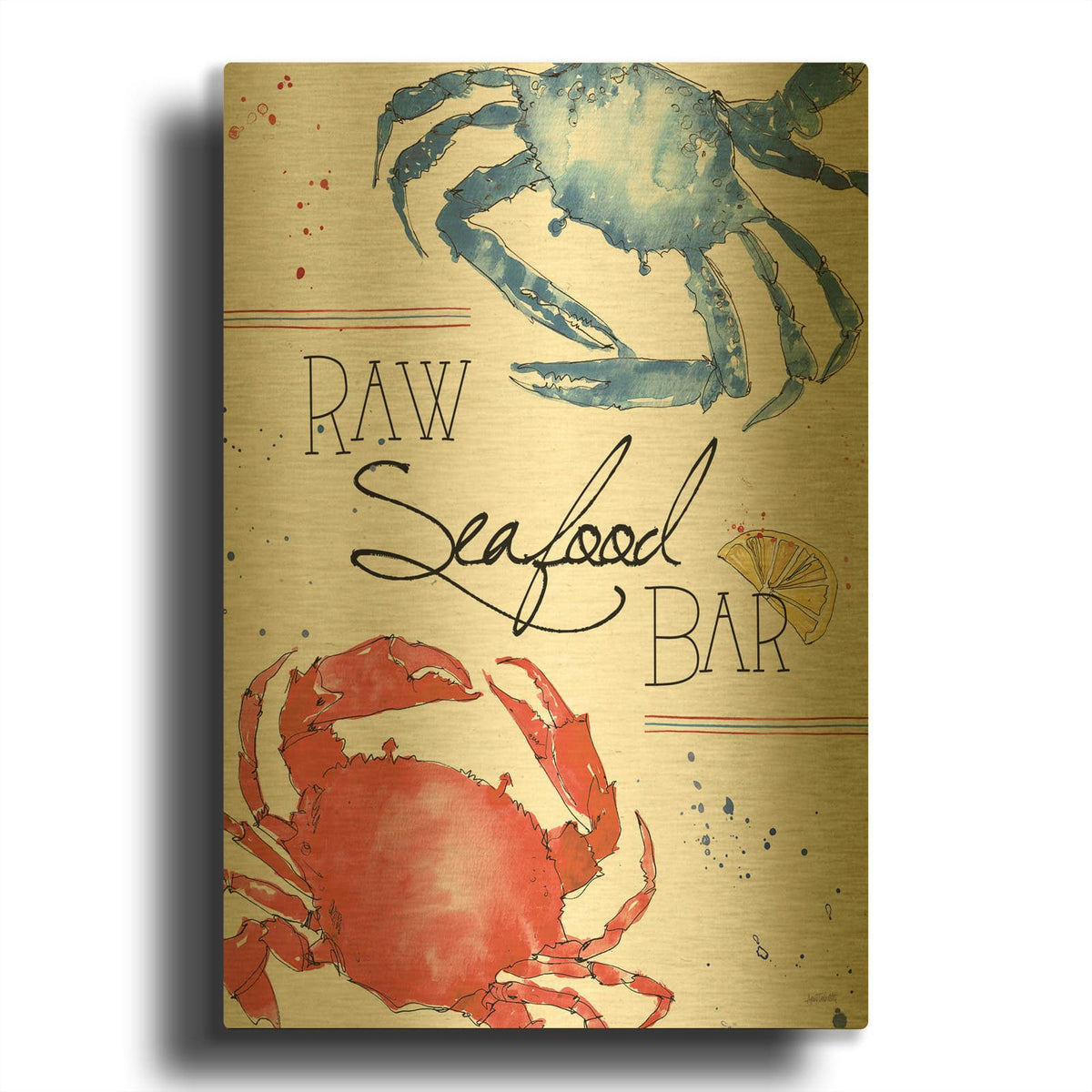 'Seafood Shanty 2' By Anne Tavoletti Gold Metal Wall Art