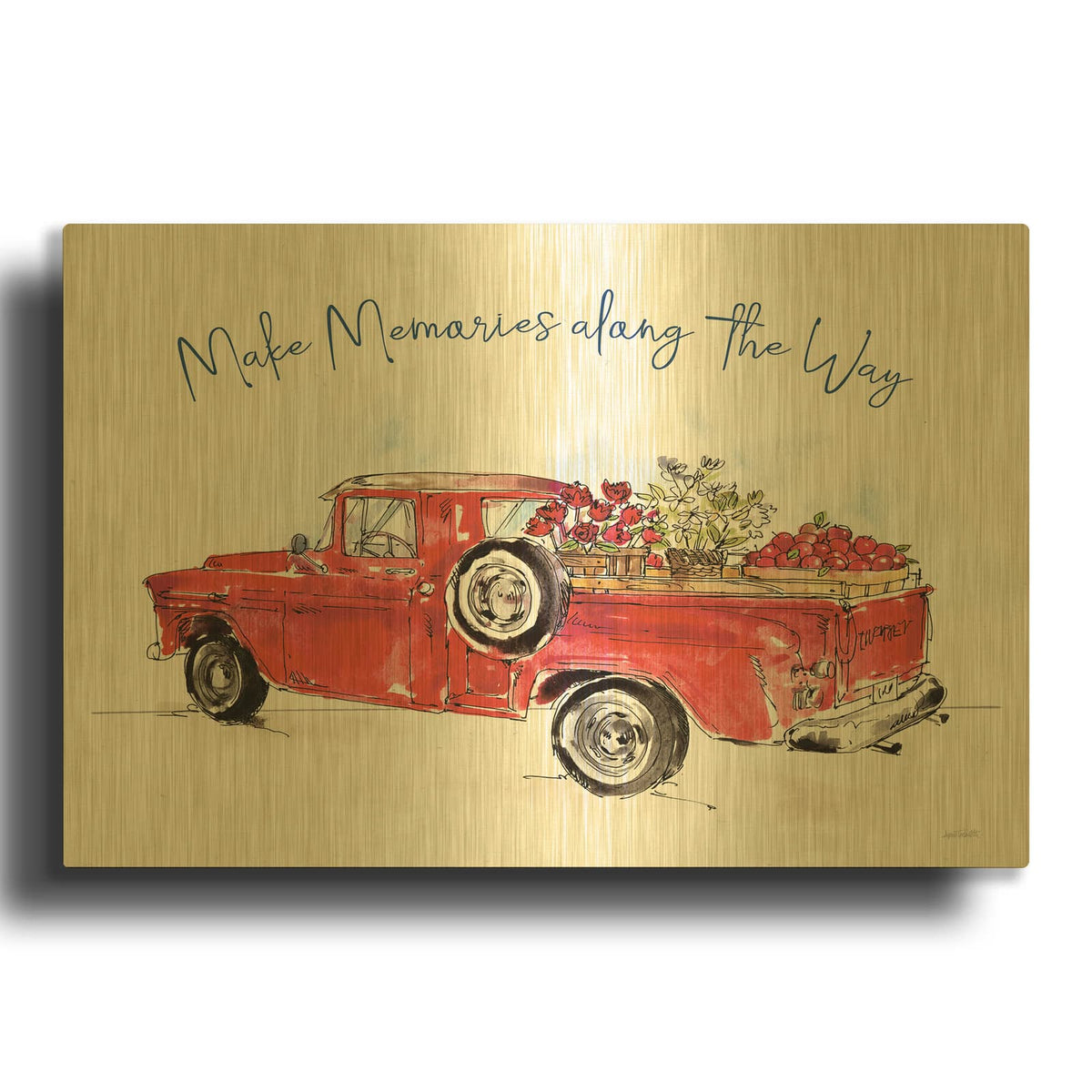 'Americana Mood 9 Blue' By Anne Tavoletti Gold Metal Wall Art