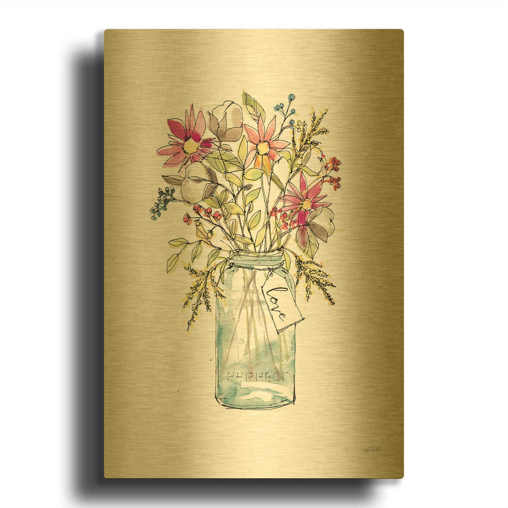 'Festive Foliage 2 Summer' By Anne Tavoletti Gold Metal Wall Art
