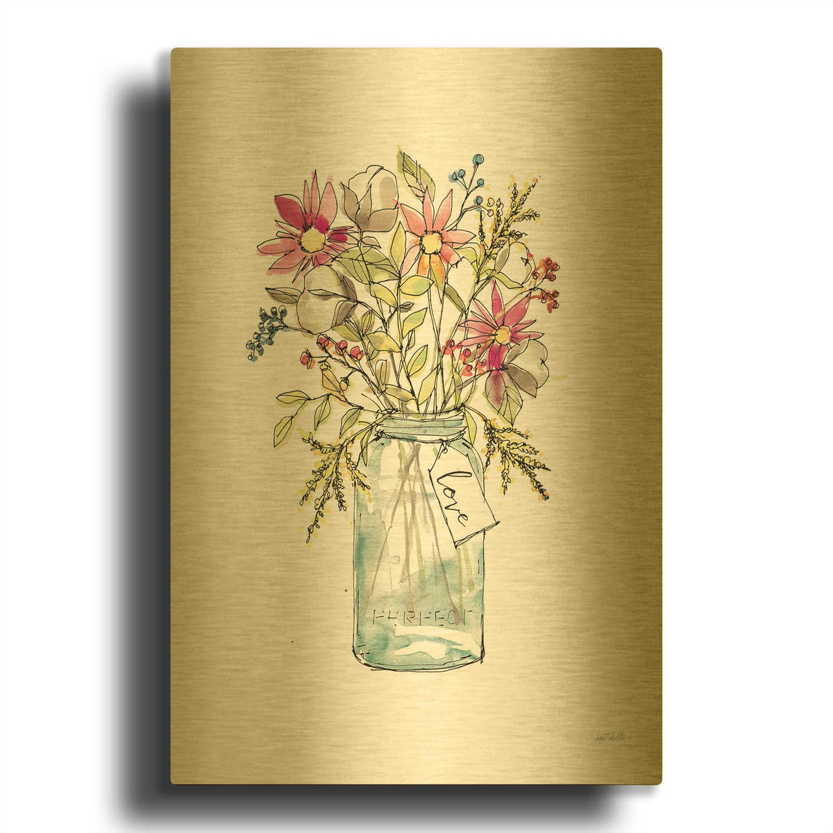 'Festive Foliage 2 Summer' By Anne Tavoletti Gold Metal Wall Art