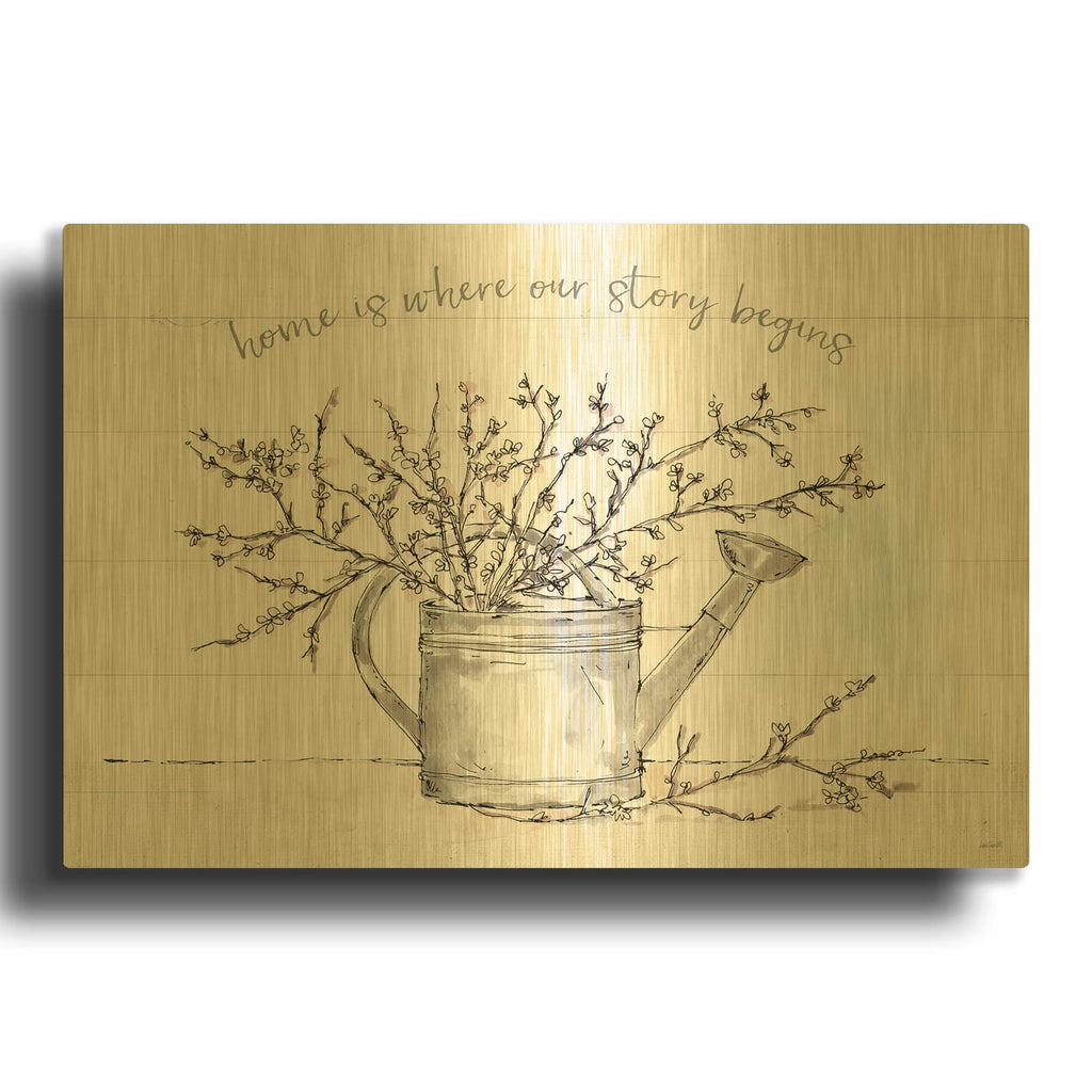 'Country Love 1' By Anne Tavoletti Gold Metal Wall Art