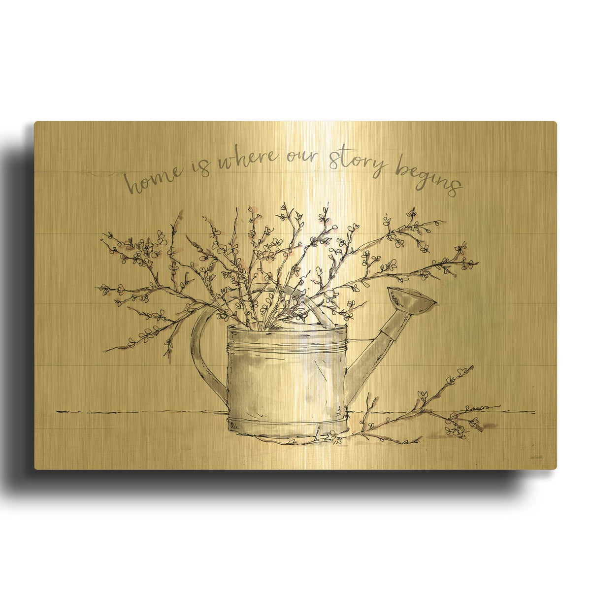 'Country Love 1' By Anne Tavoletti Gold Metal Wall Art