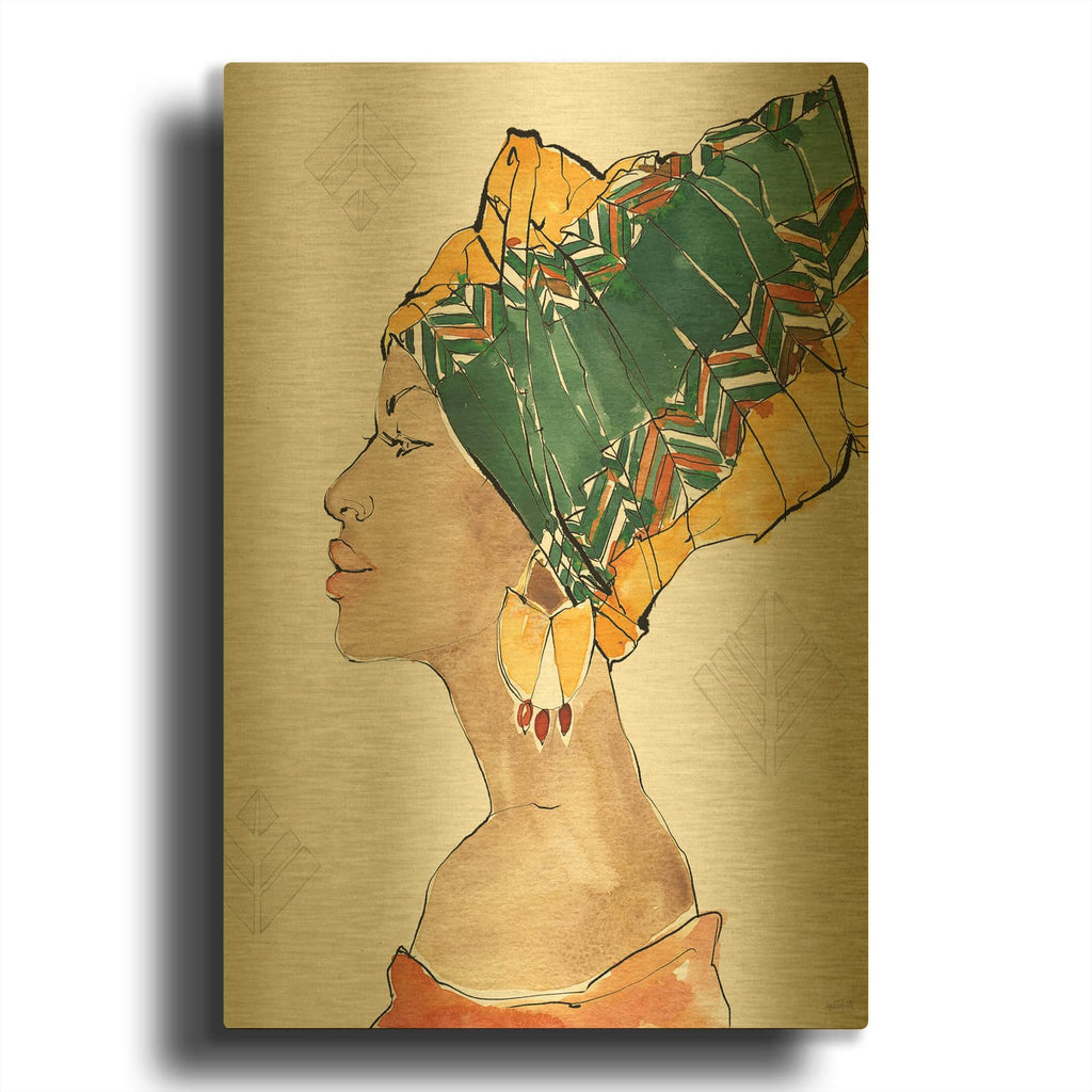 'African Flair 7' By Anne Tavoletti Gold Metal Wall Art