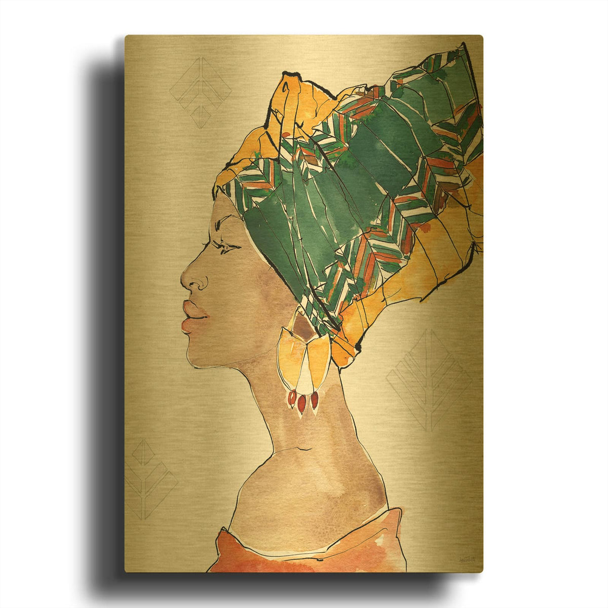 'African Flair 7' By Anne Tavoletti Gold Metal Wall Art