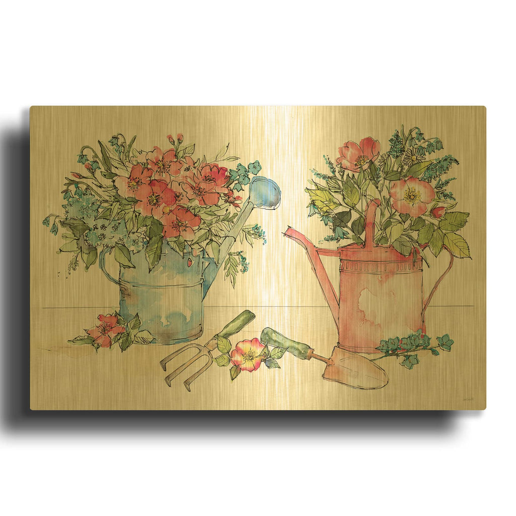 'Spring Season 1' By Anne Tavoletti Gold Metal Wall Art