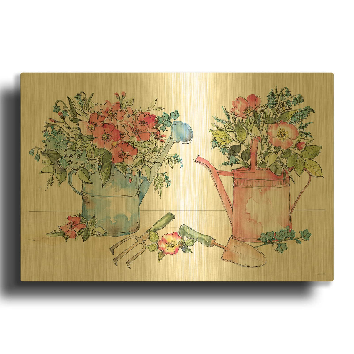 'Spring Season 1' By Anne Tavoletti Gold Metal Wall Art
