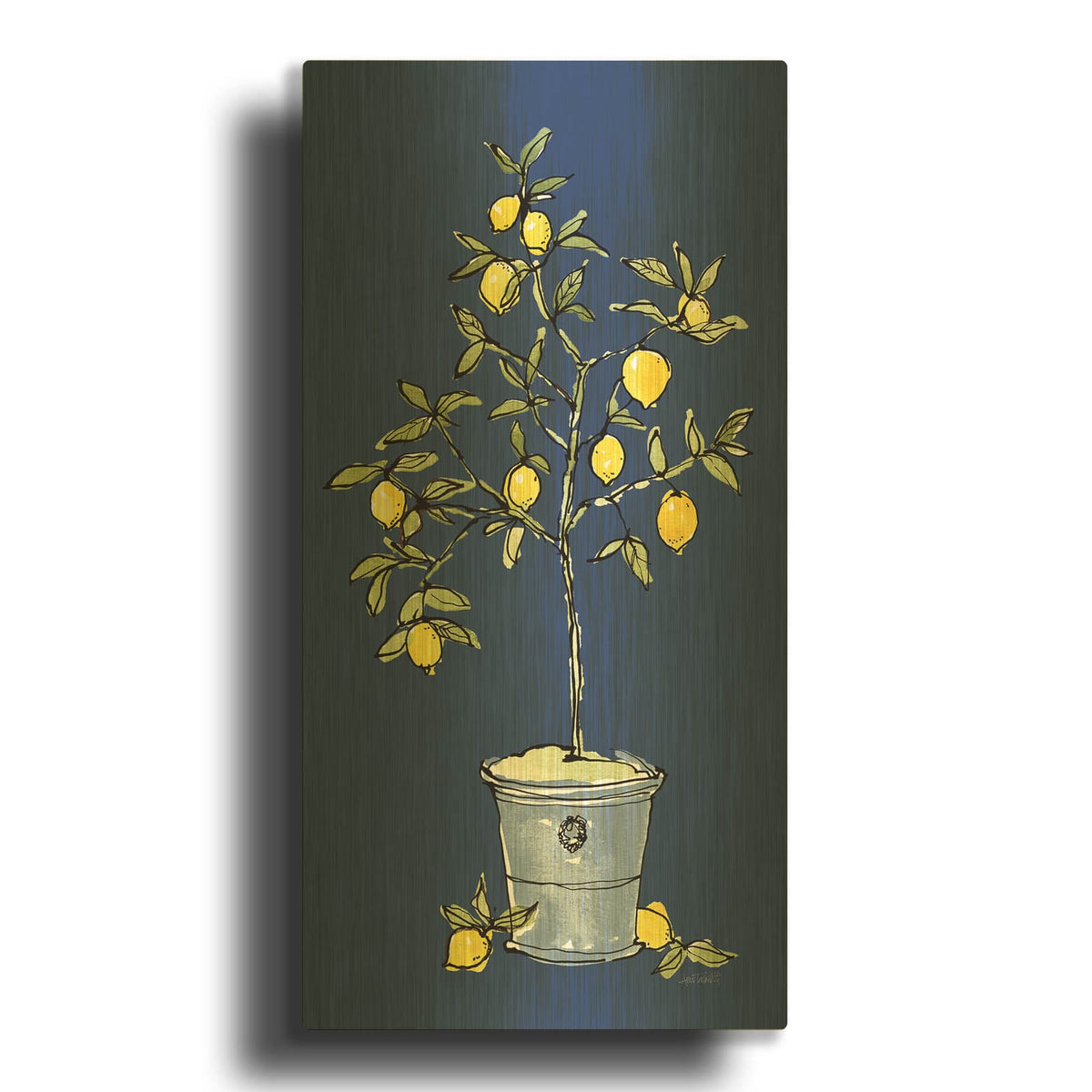 'Citron 5 Navy' By Anne Tavoletti Gold Metal Wall Art
