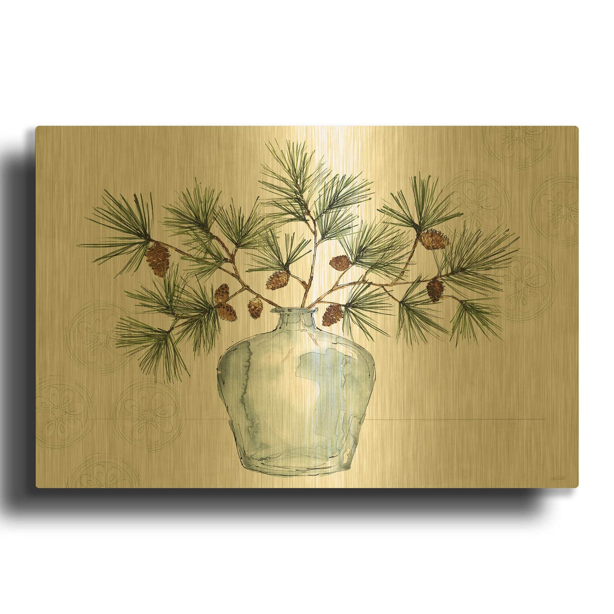 'Winter Adornment 1' By Anne Tavoletti Gold Metal Wall Art