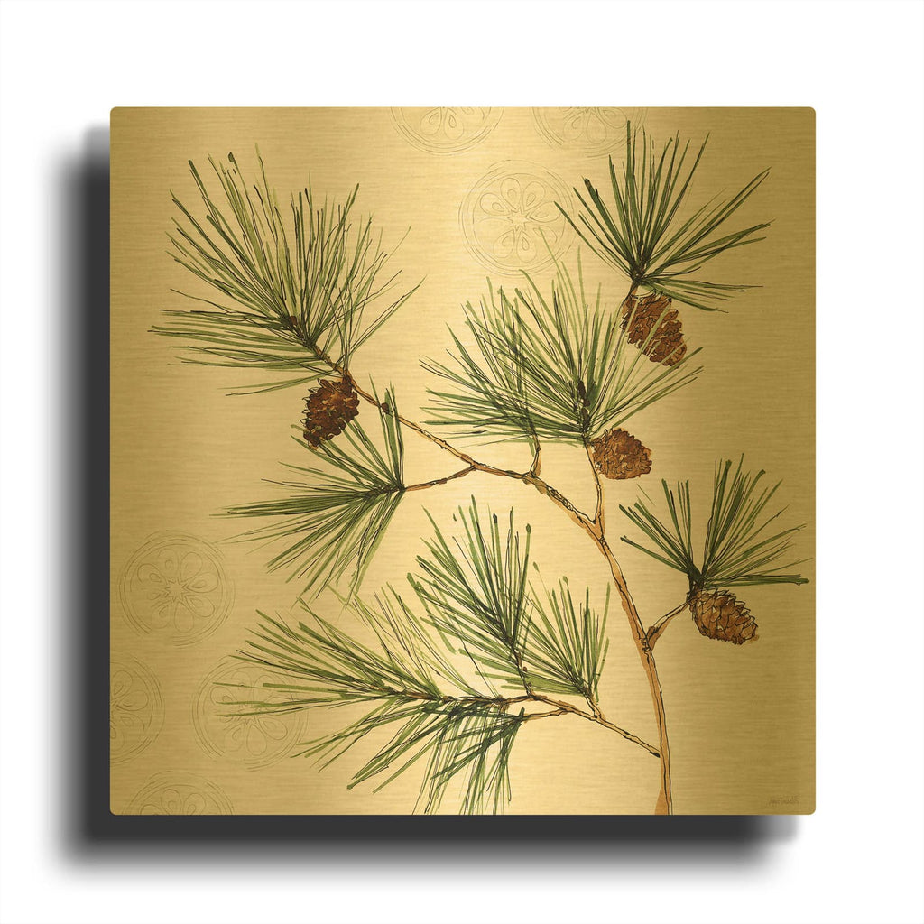 'Winter Adornment 3' By Anne Tavoletti Gold Metal Wall Art
