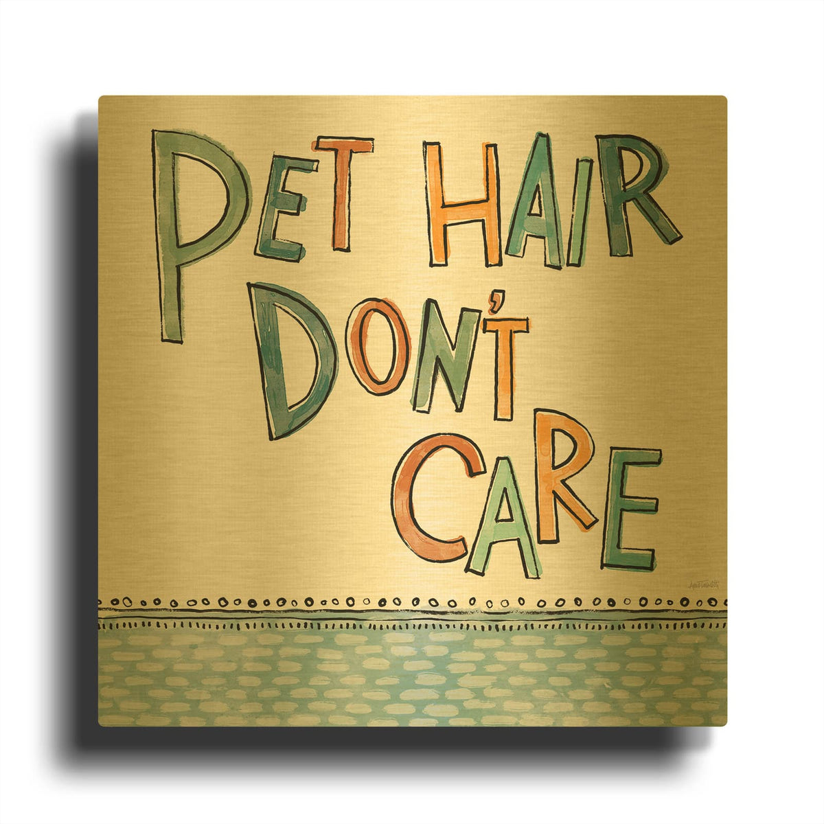 'Pet Seniments 3' By Anne Tavoletti Gold Metal Wall Art