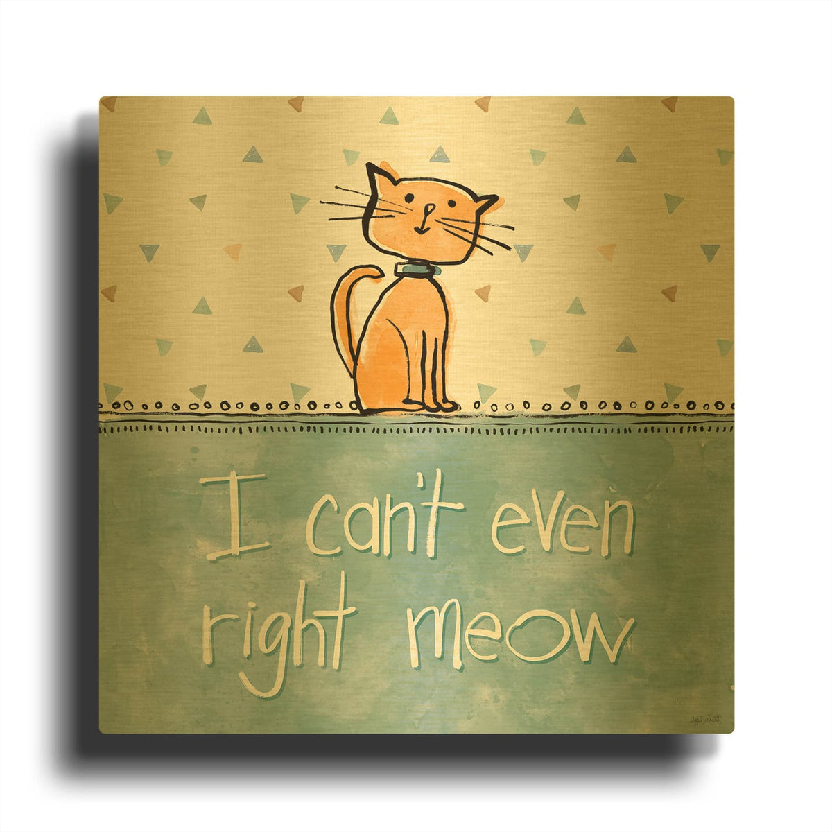 'Pet Seniments 4' By Anne Tavoletti Gold Metal Wall Art