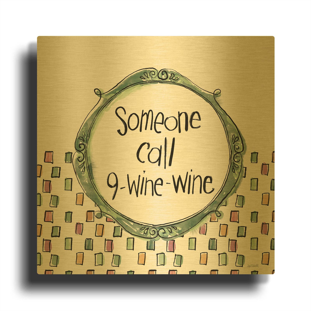 'Wine Sentiments 6' By Anne Tavoletti Gold Metal Wall Art