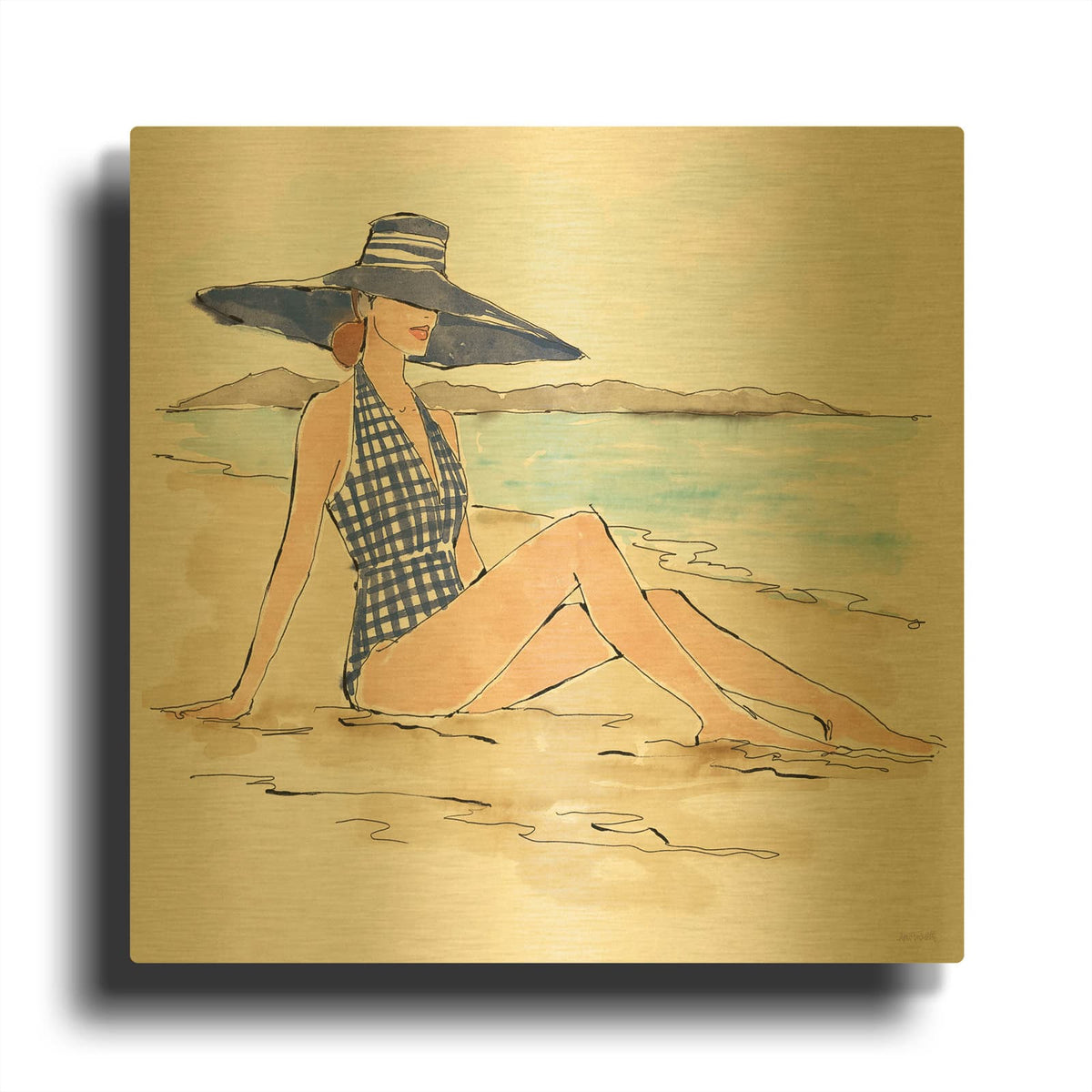 'Bathing Beauties 1' By Anne Tavoletti Gold Metal Wall Art
