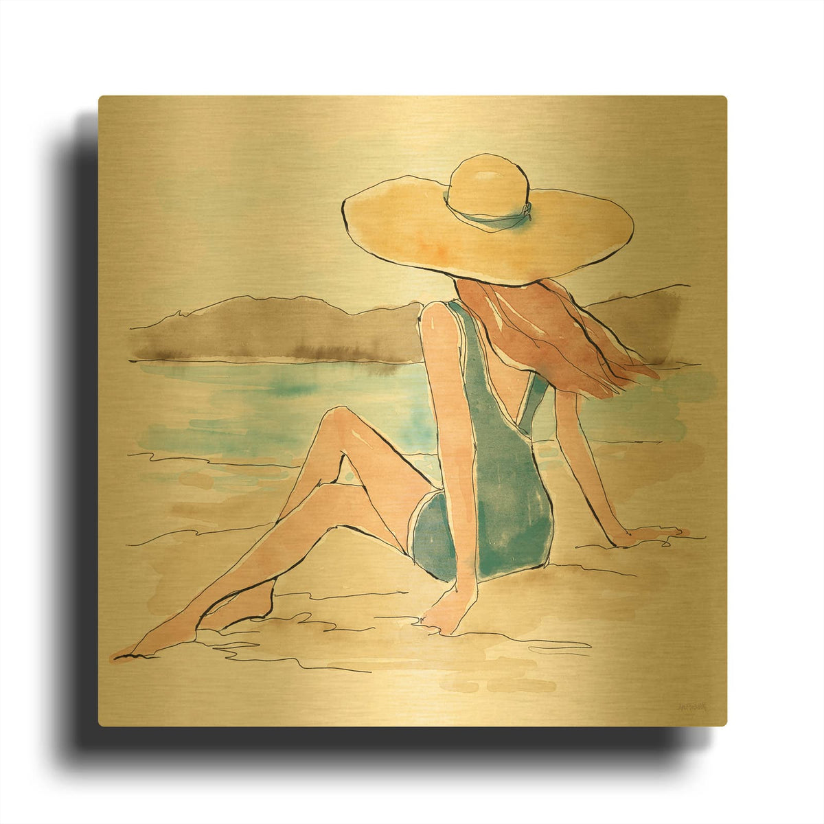 'Bathing Beauties 2' By Anne Tavoletti Gold Metal Wall Art