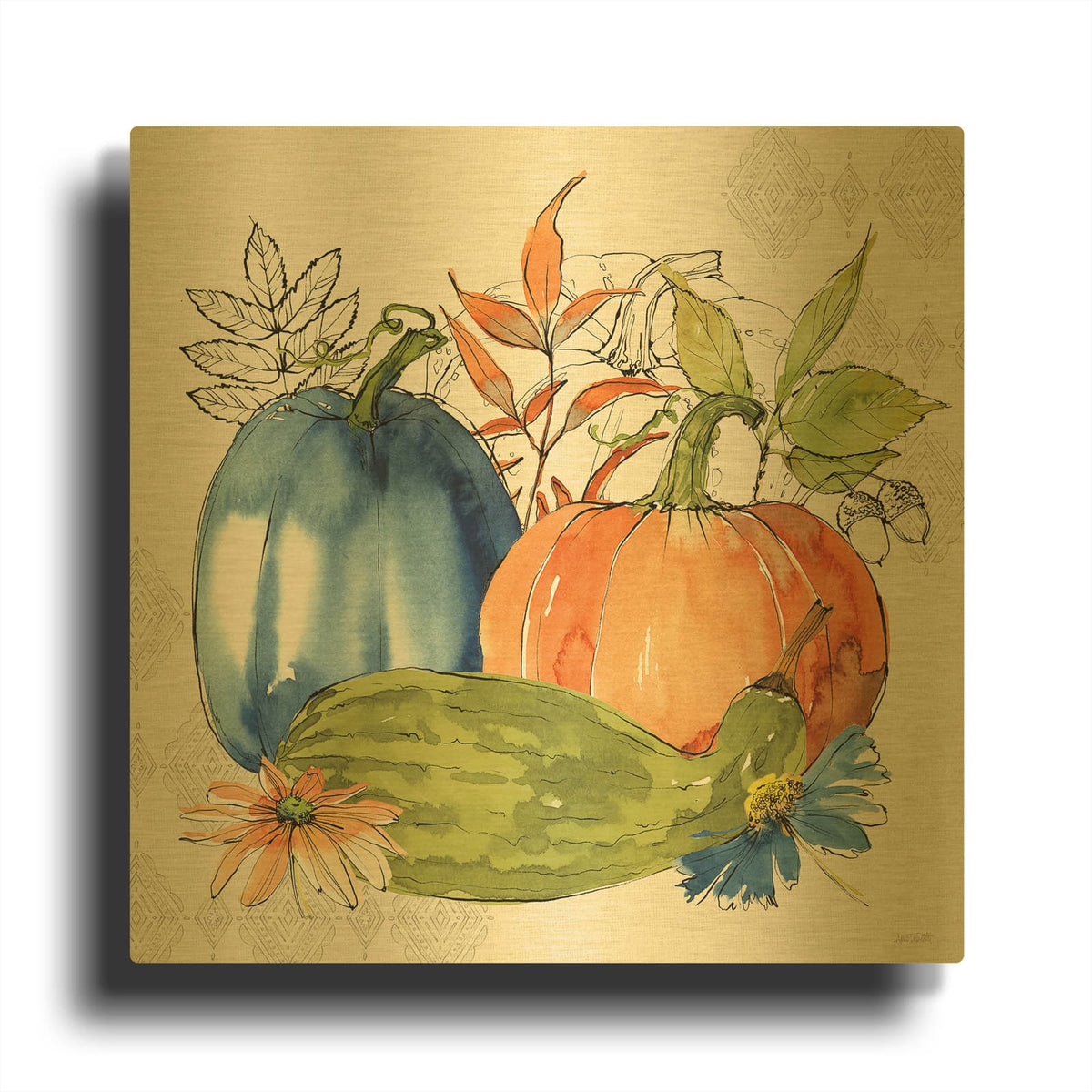 'Fall Sweet Fall 2' By Anne Tavoletti Gold Metal Wall Art
