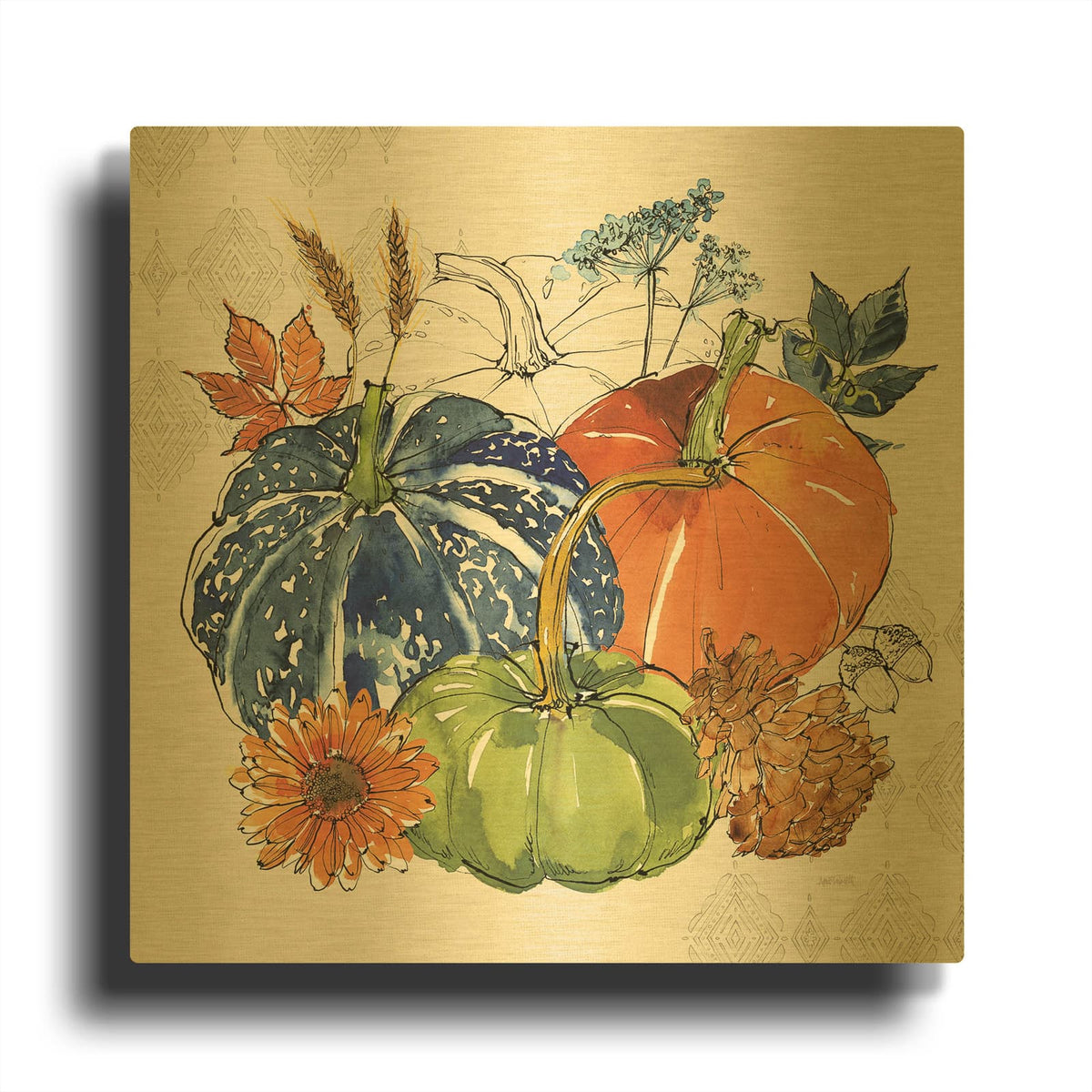 'Fall Sweet Fall 3' By Anne Tavoletti Gold Metal Wall Art