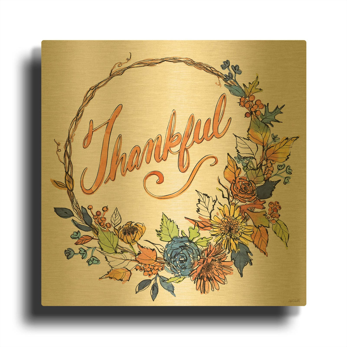 'Fall Sweet Fall 5' By Anne Tavoletti Gold Metal Wall Art