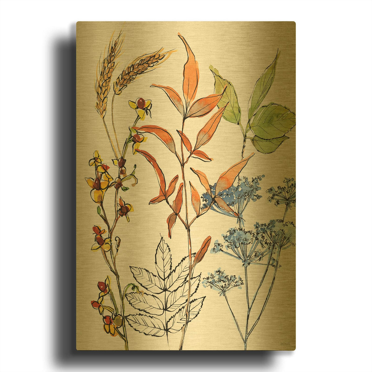 'Fall Sweet Fall 6' By Anne Tavoletti Gold Metal Wall Art