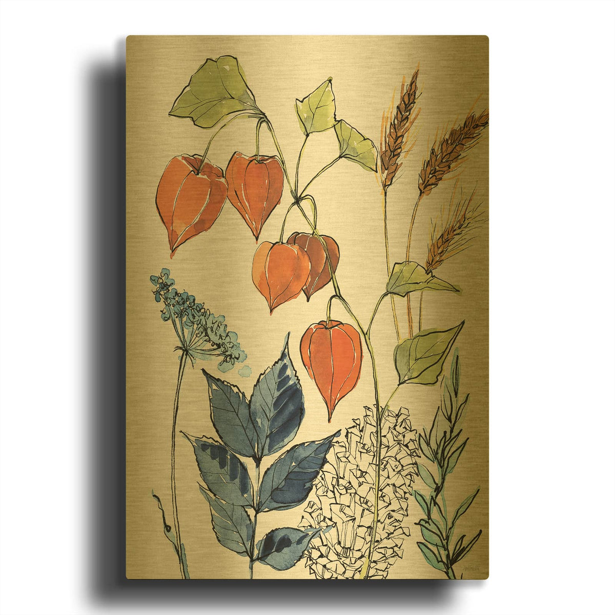 'Fall Sweet Fall 7' By Anne Tavoletti Gold Metal Wall Art