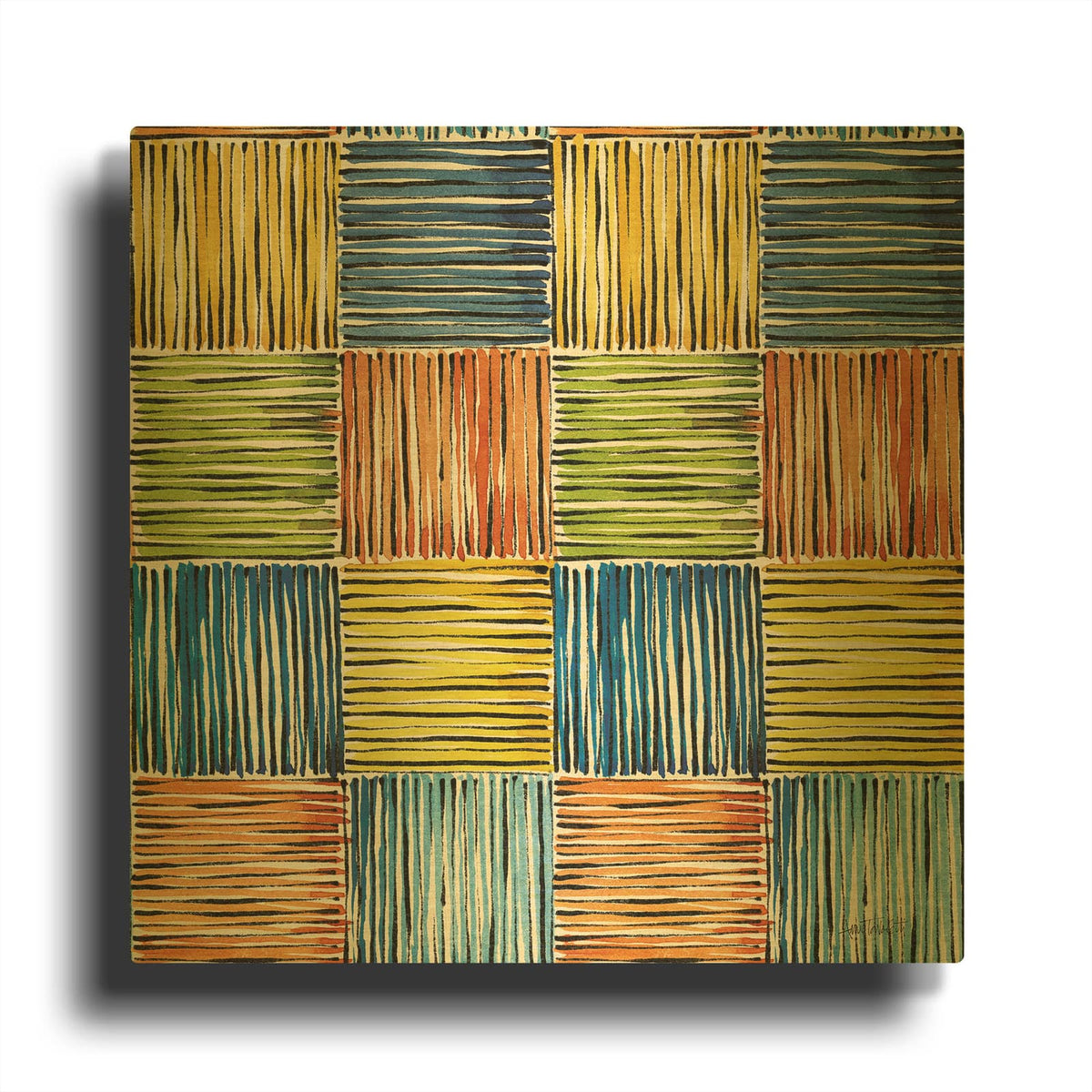 'Fall Sweet Fall Pattern 7' By Anne Tavoletti Gold Metal Wall Art