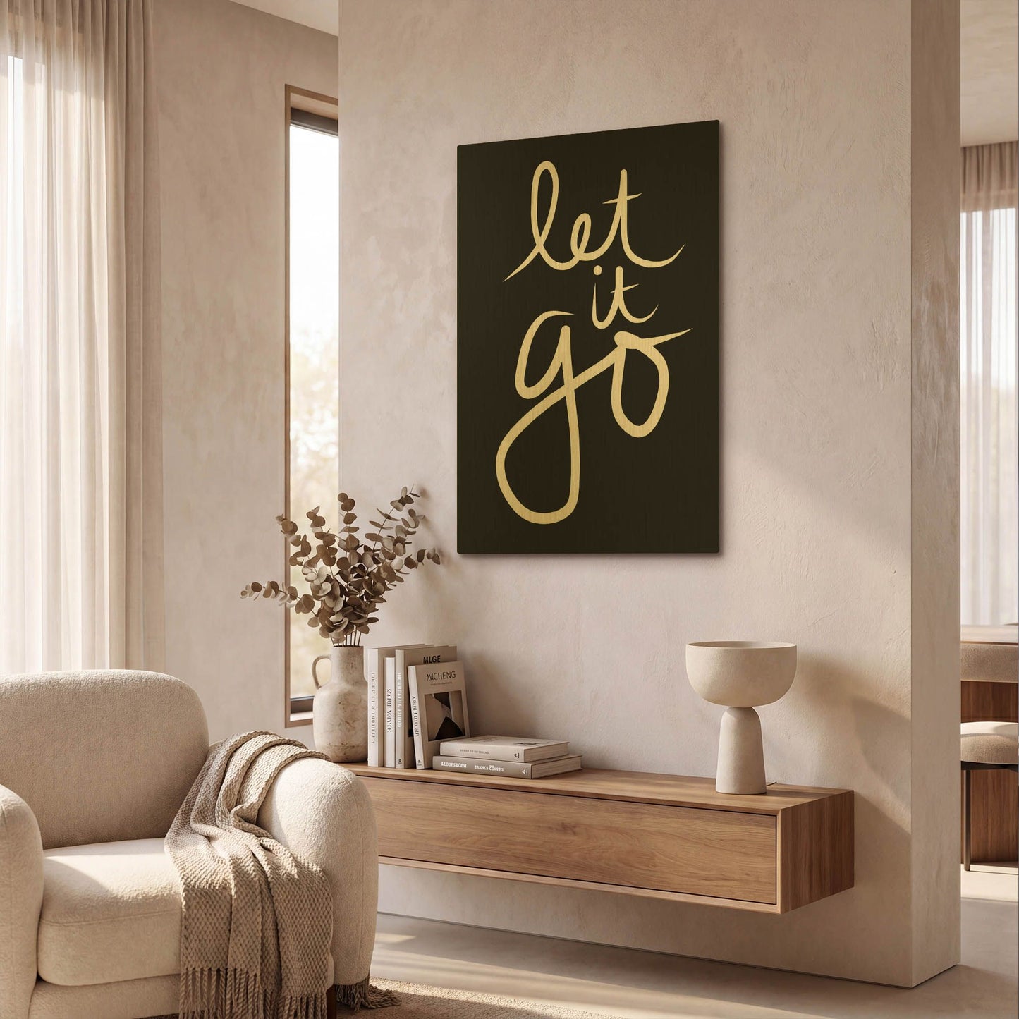 'Let It Go' By Linda Woods Gold Metal Wall Art