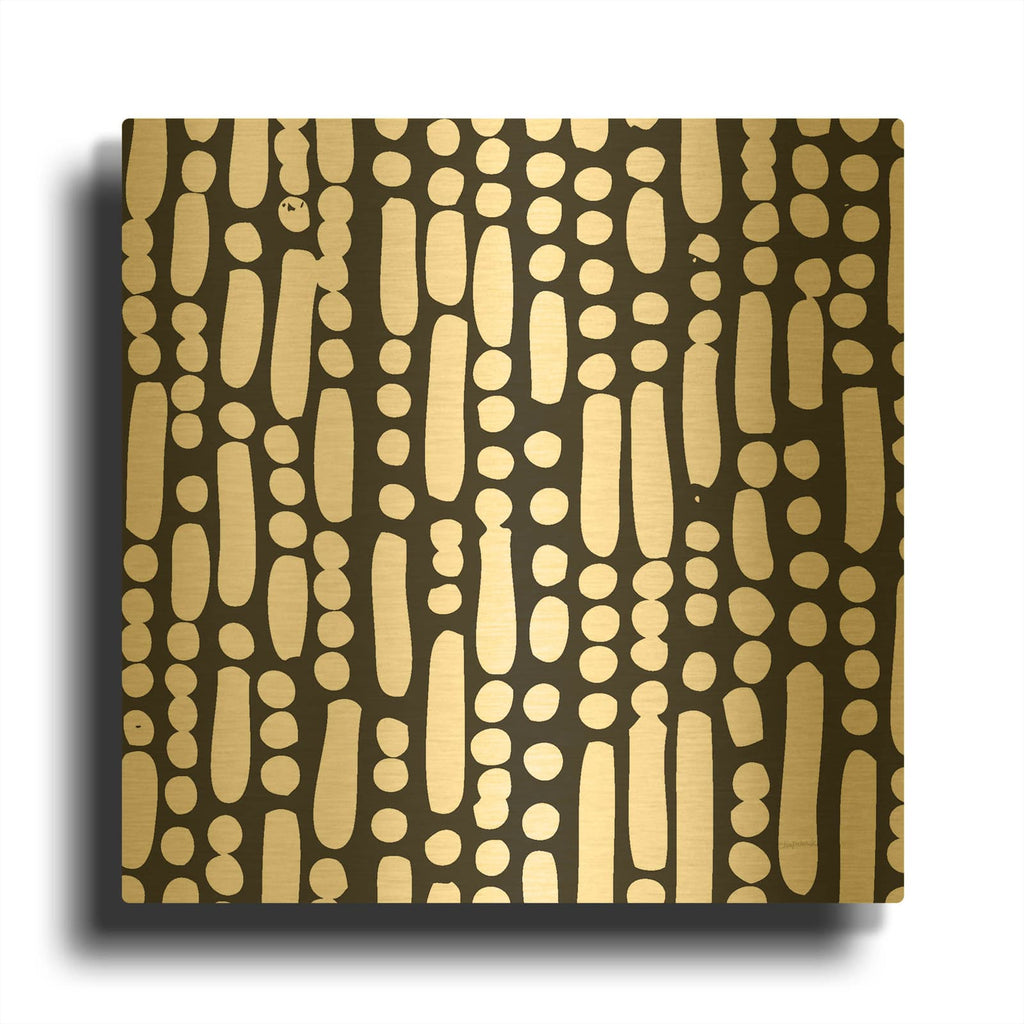 'Cross Current Square Up 4 Bw' By Cheryl Warrick Gold Metal Wall Art