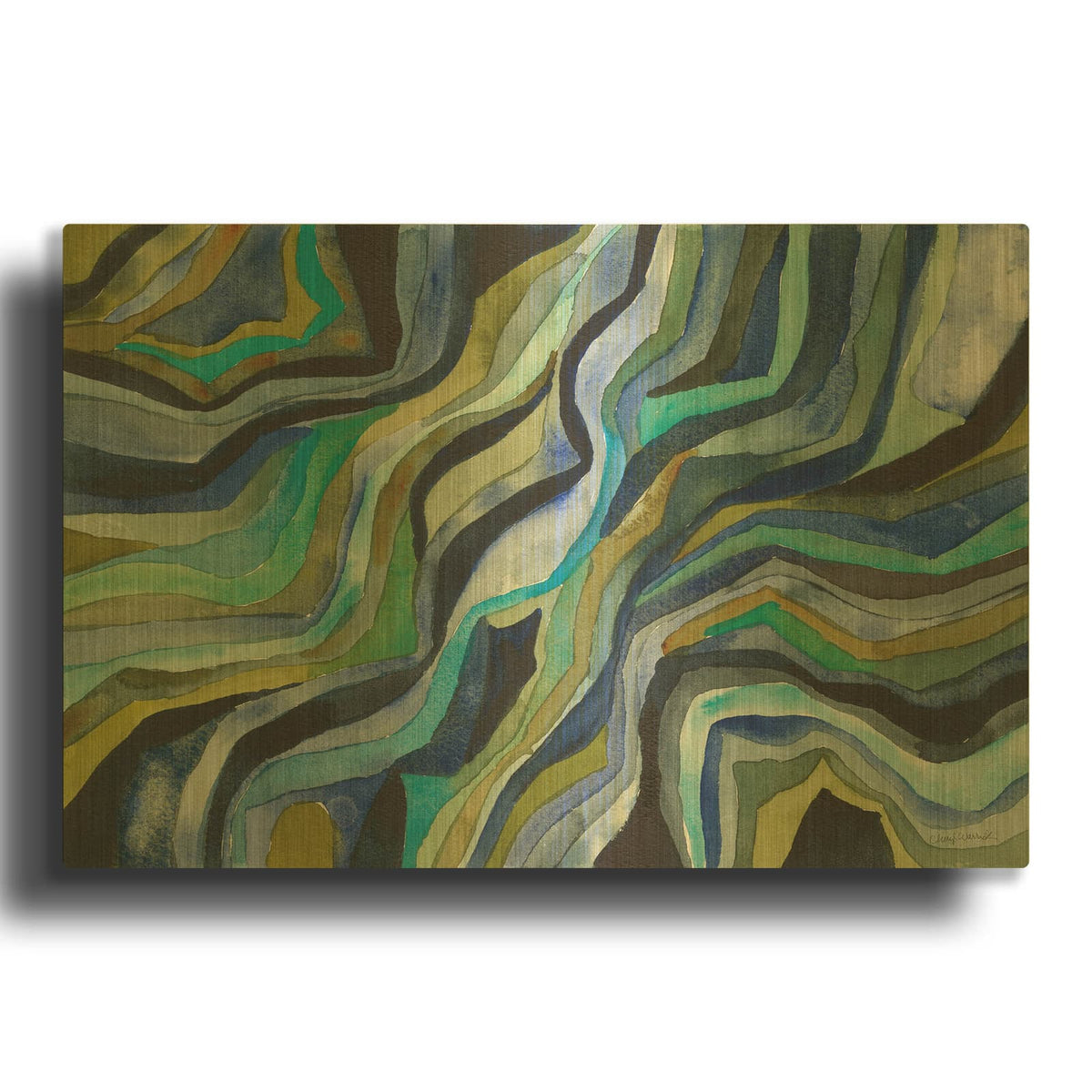 'Flow' By Cheryl Warrick Gold Metal Wall Art