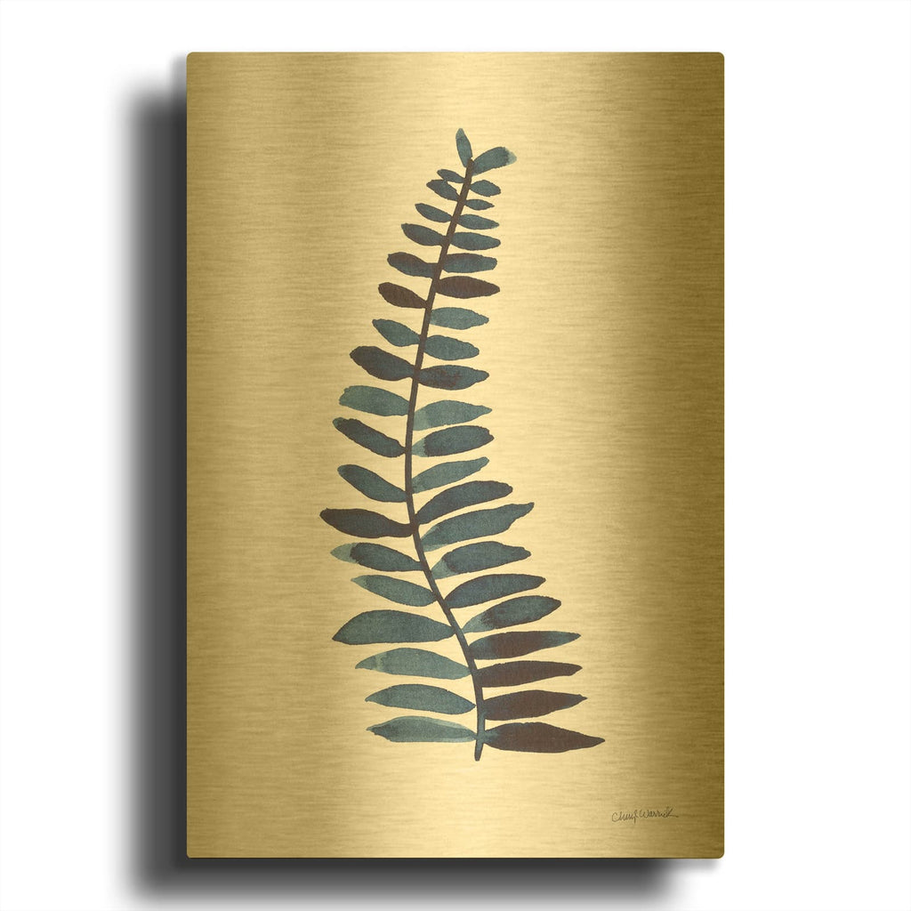 'Forest Fern Trio 1' By Cheryl Warrick Gold Metal Wall Art