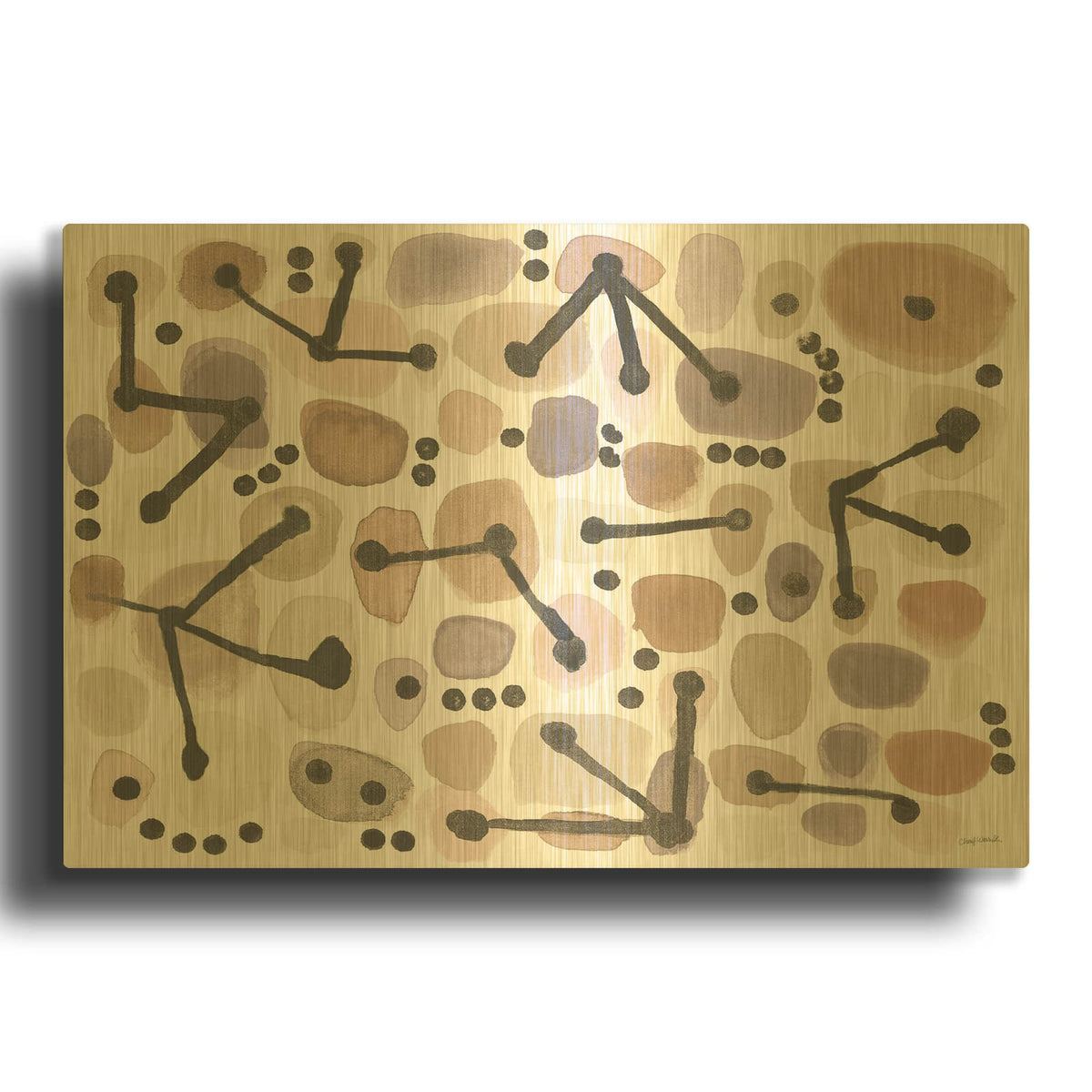 'Mid Century 1 Blush' By Cheryl Warrick Gold Metal Wall Art