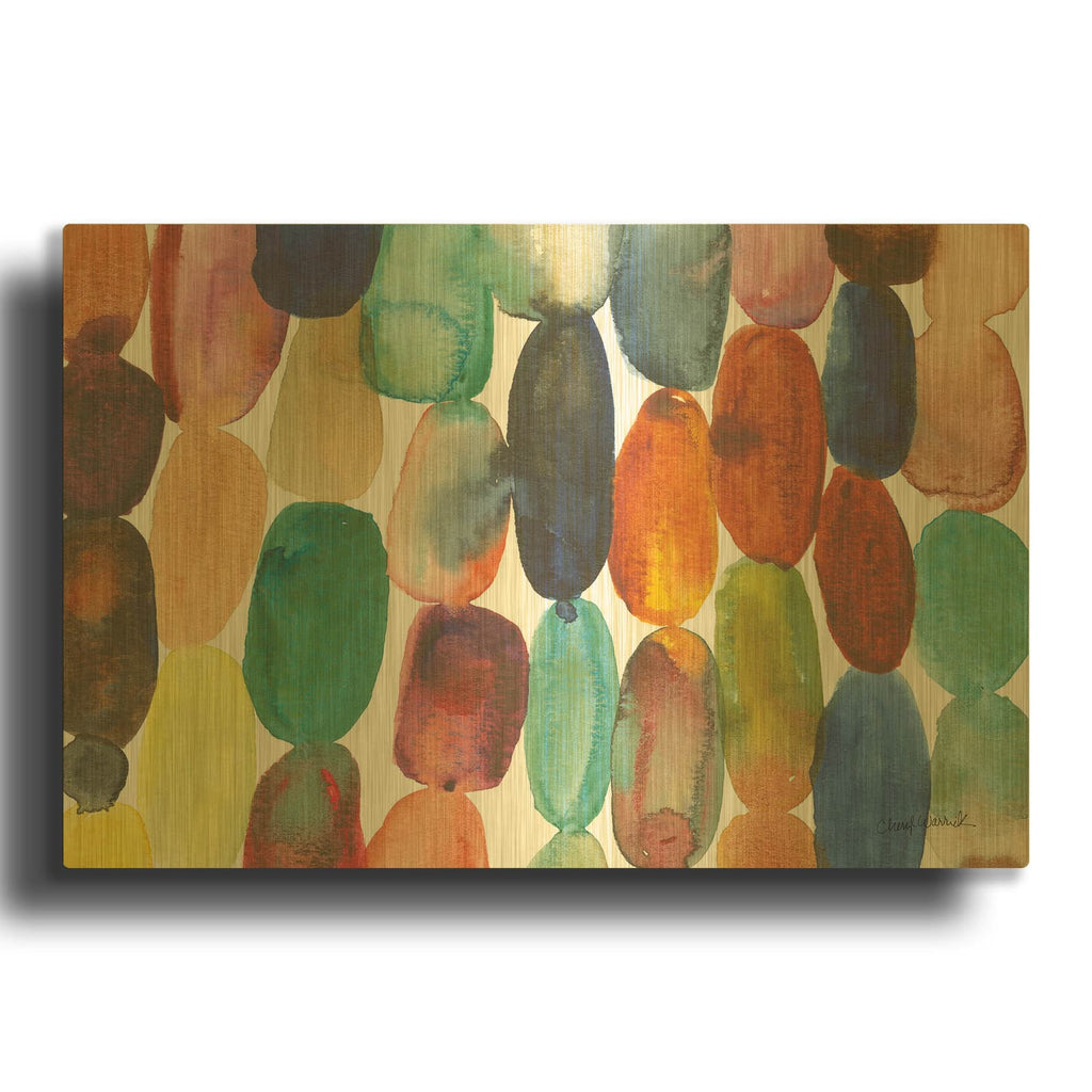 'Orbs 1 C' By Cheryl Warrick Gold Metal Wall Art