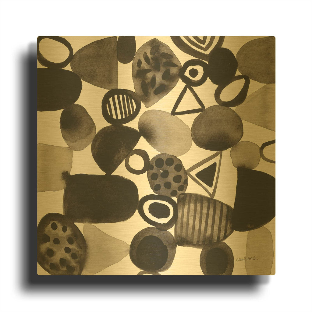 'Quirky 4' By Cheryl Warrick Gold Metal Wall Art