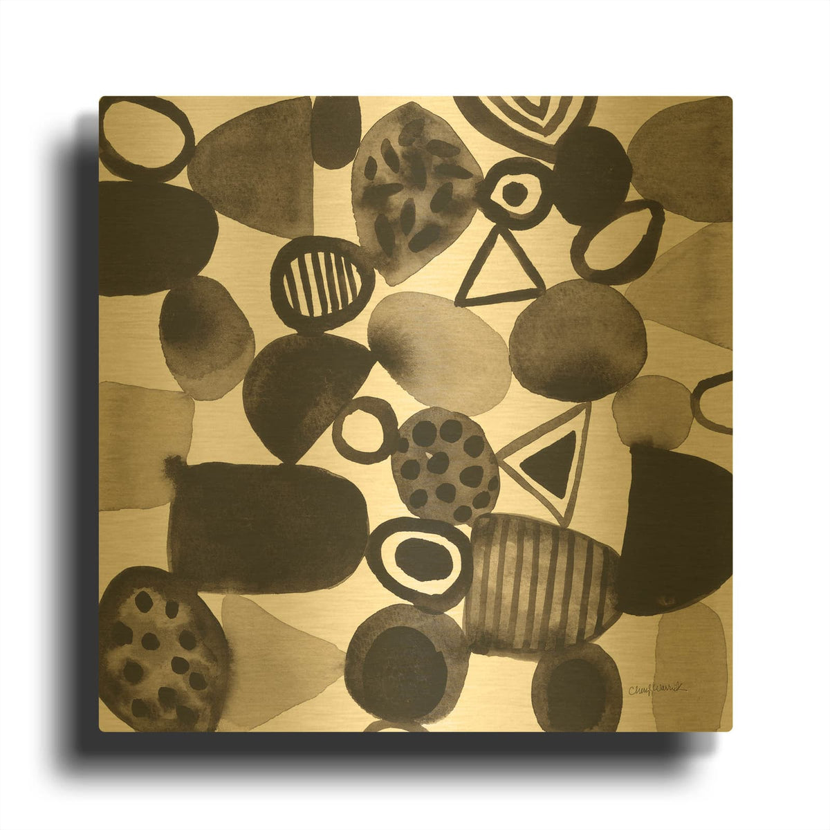 'Quirky 4' By Cheryl Warrick Gold Metal Wall Art