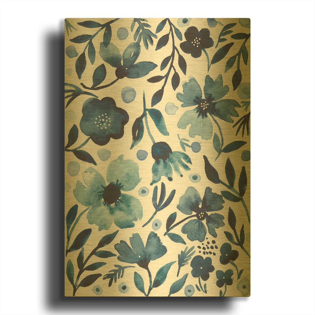 'Sunday Garden 1' By Cheryl Warrick Gold Metal Wall Art
