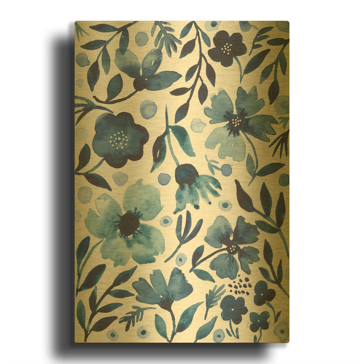'Sunday Garden 1' By Cheryl Warrick Gold Metal Wall Art