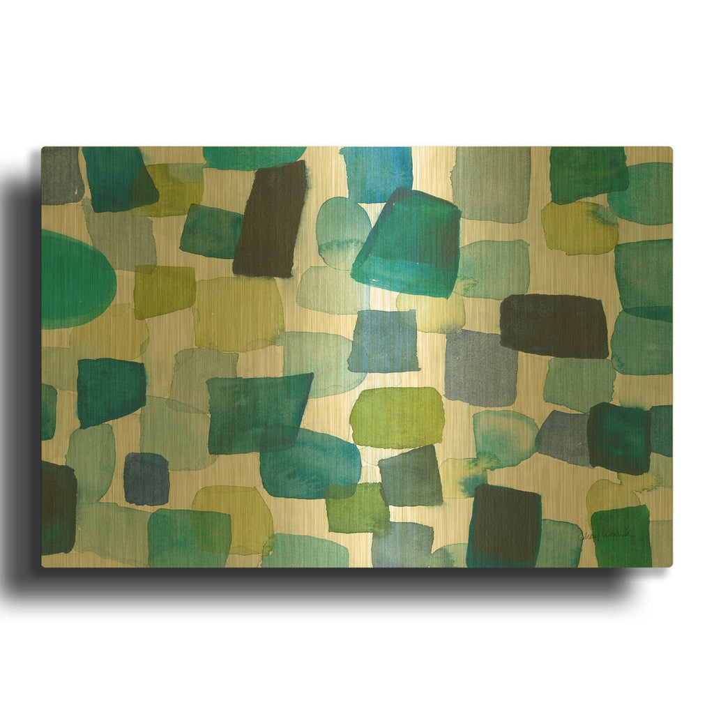 'Toggle Blocks' By Cheryl Warrick Gold Metal Wall Art