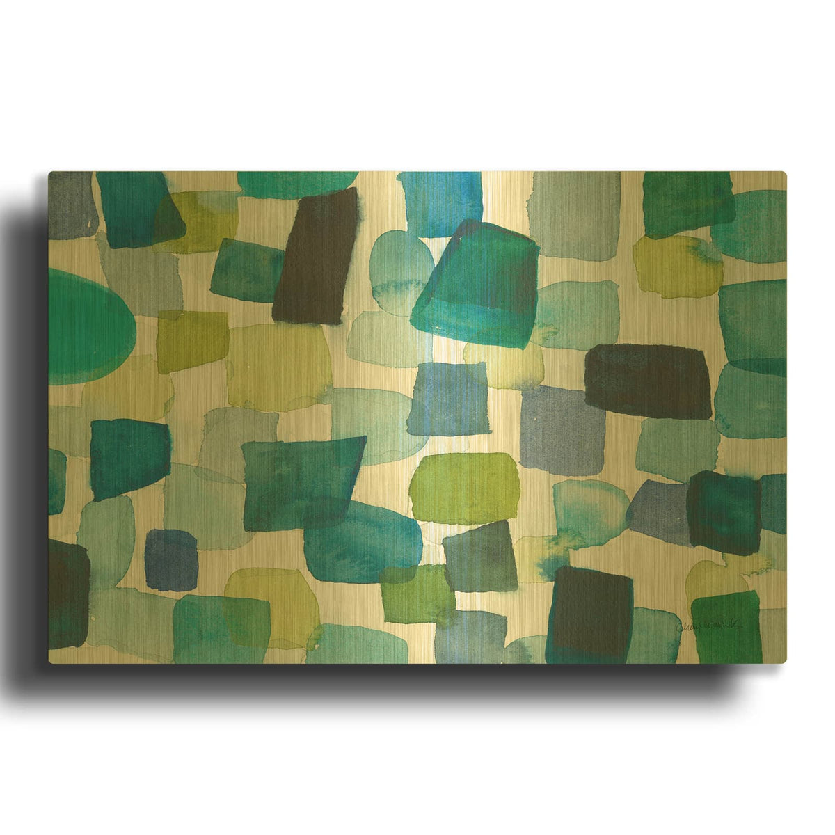 'Toggle Blocks' By Cheryl Warrick Gold Metal Wall Art