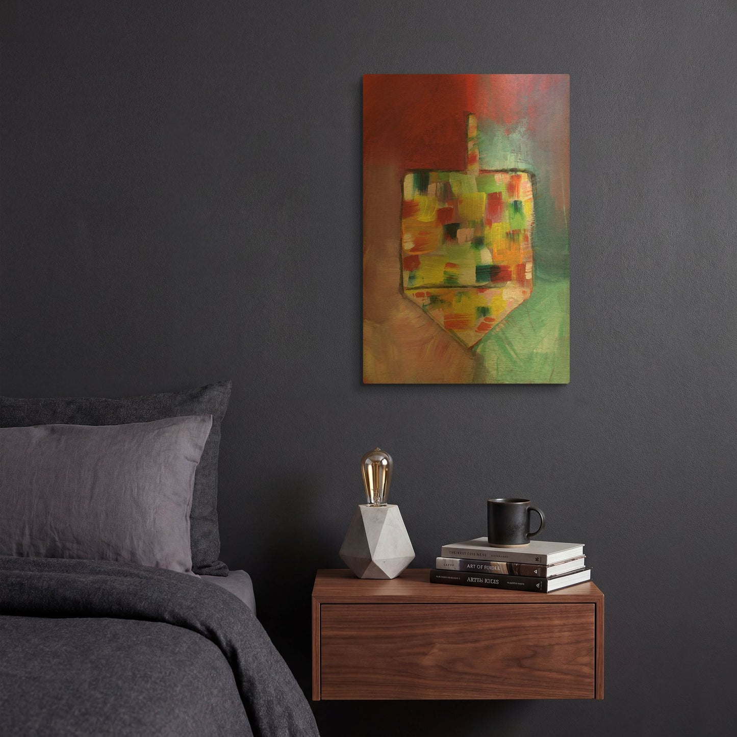 'Dreidel of Many Colors' By Linda Woods Gold Metal Wall Art