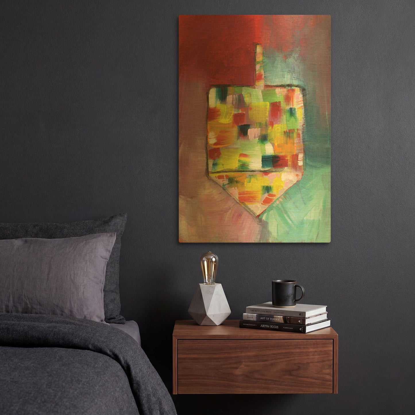 'Dreidel of Many Colors' By Linda Woods Gold Metal Wall Art