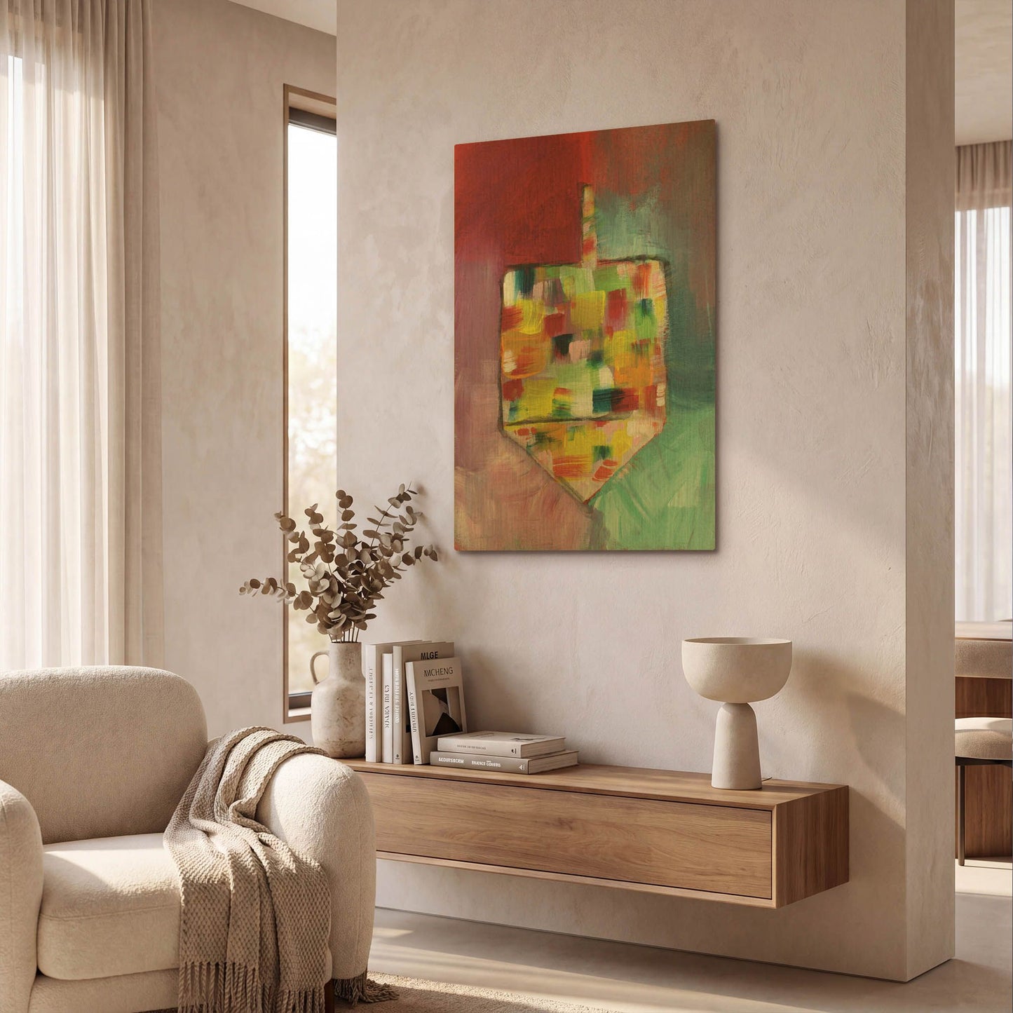 'Dreidel of Many Colors' By Linda Woods Gold Metal Wall Art