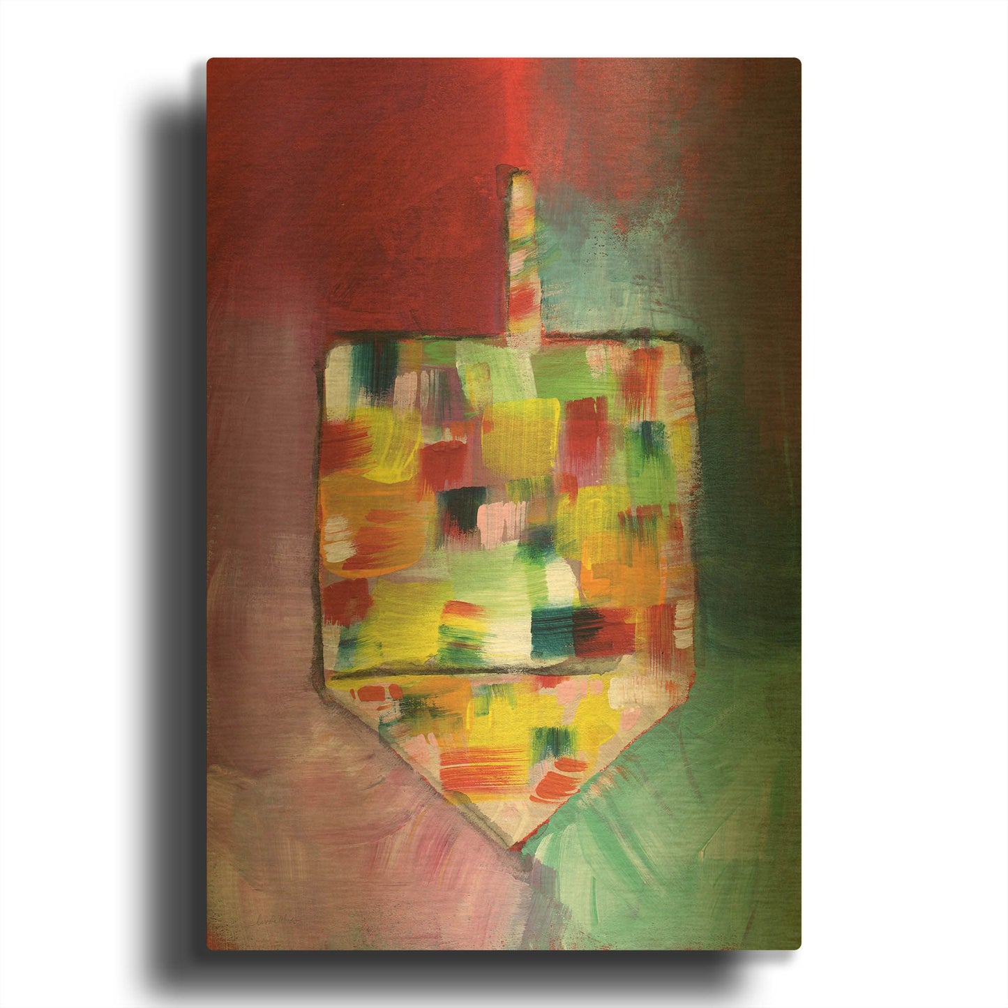 'Dreidel of Many Colors' By Linda Woods Gold Metal Wall Art