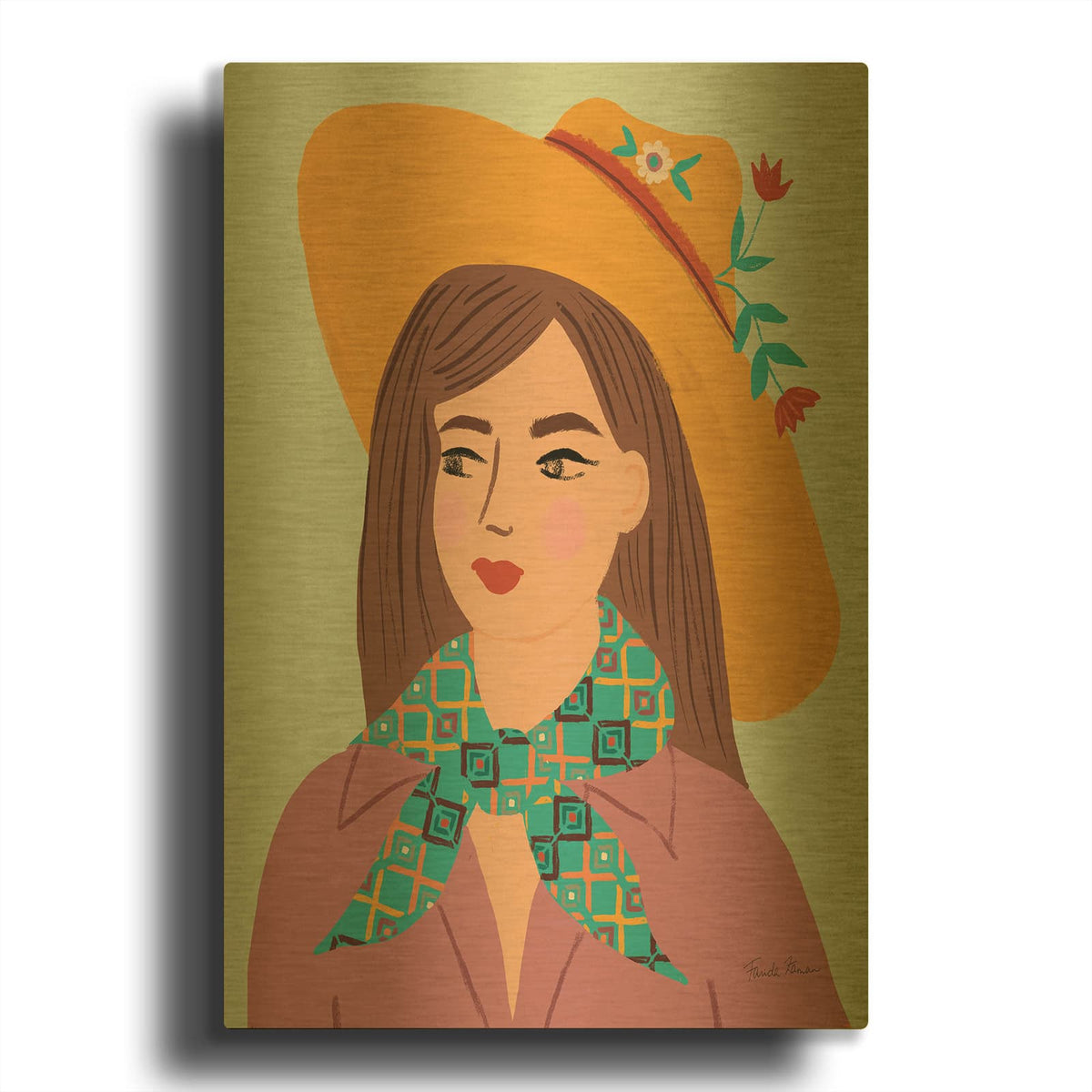 'Cowgirl 2' By Farida Zaman Gold Metal Wall Art