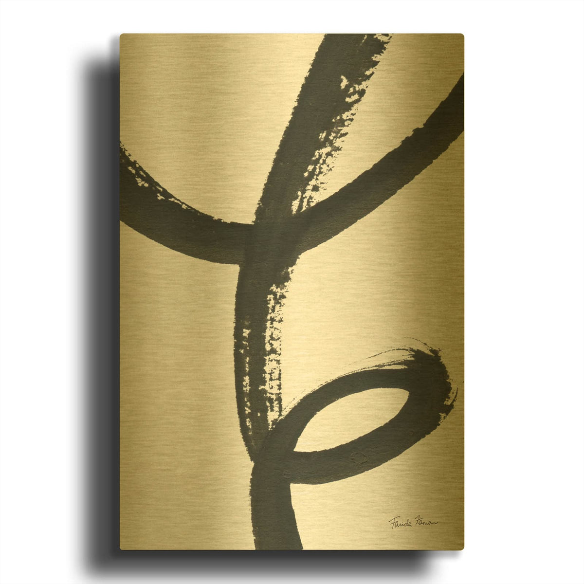 'Inky 3' By Farida Zaman Gold Metal Wall Art