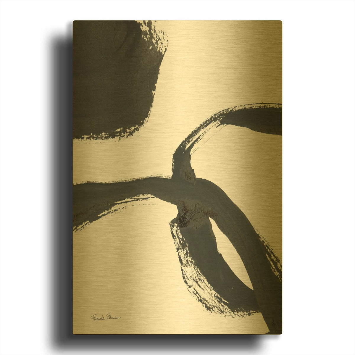 'Inky 5' By Farida Zaman Gold Metal Wall Art