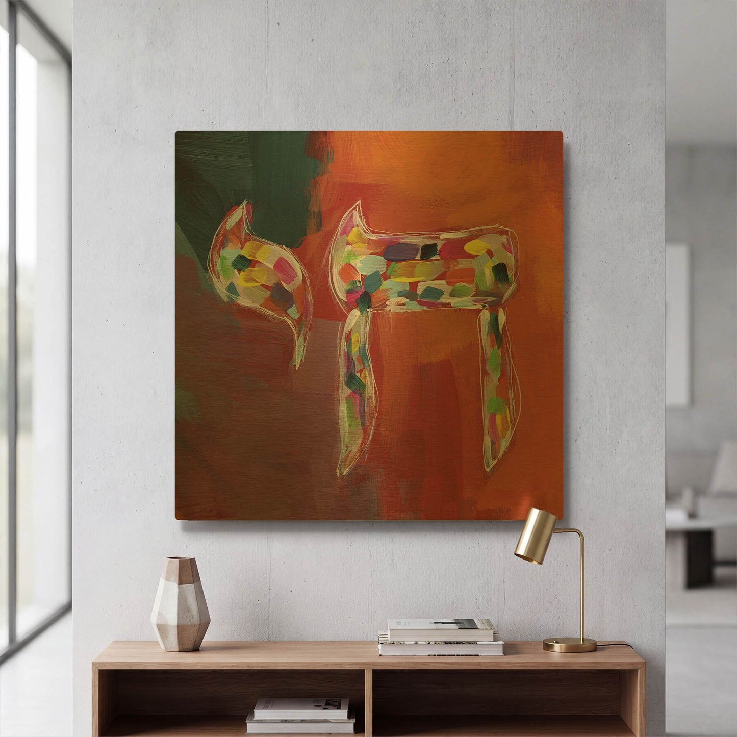 'Chai of Colors' By Linda Woods Gold Metal Wall Art