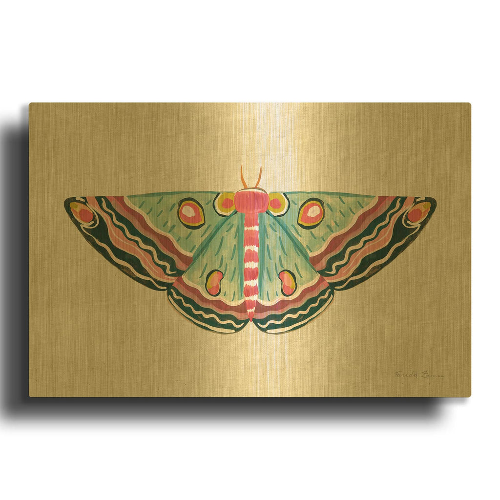 'Textured Moth 1 Bright' By Farida Zaman Gold Metal Wall Art