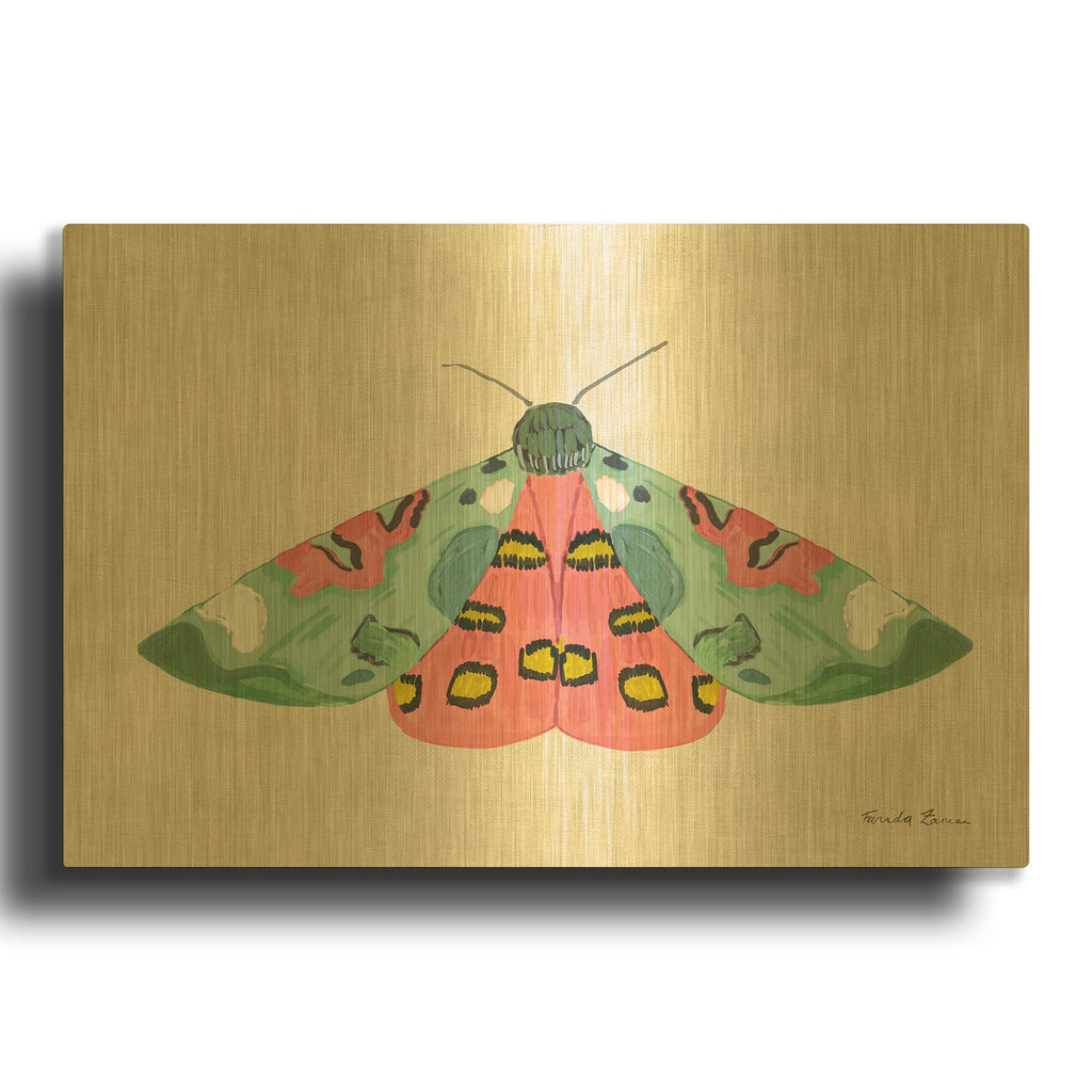 'Textured Moth 2 Bright' By Farida Zaman Gold Metal Wall Art