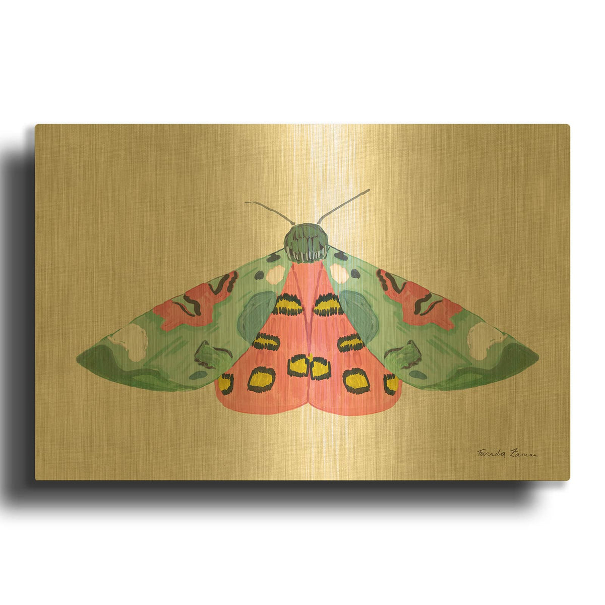 'Textured Moth 2 Bright' By Farida Zaman Gold Metal Wall Art
