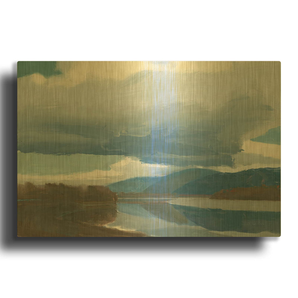 'A River View' By James Wiens Gold Metal Wall Art