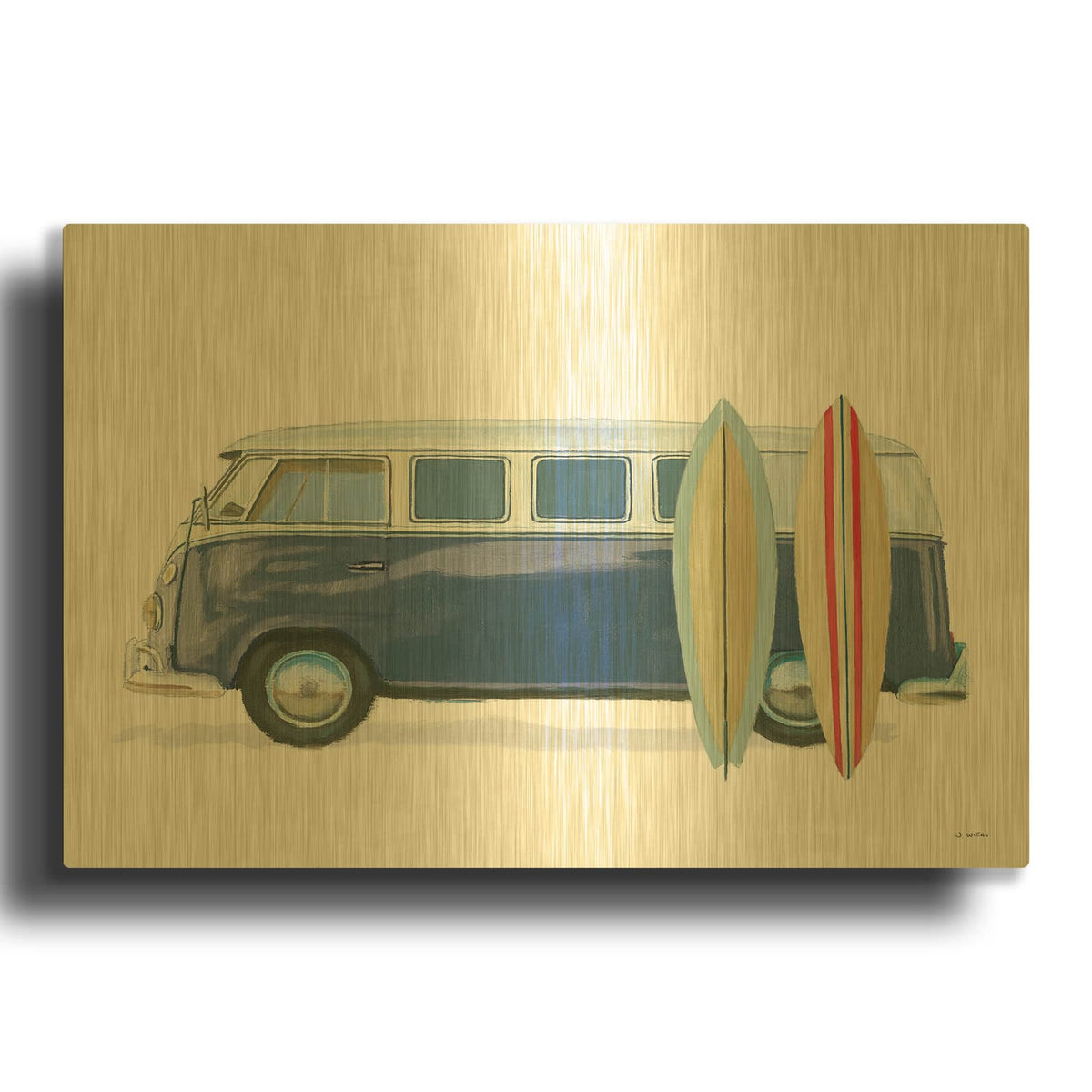 'Beach Ride 10 Surfboards' By James Wiens Gold Metal Wall Art
